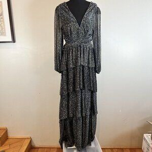 Astr Metallic Black Maxi Dress